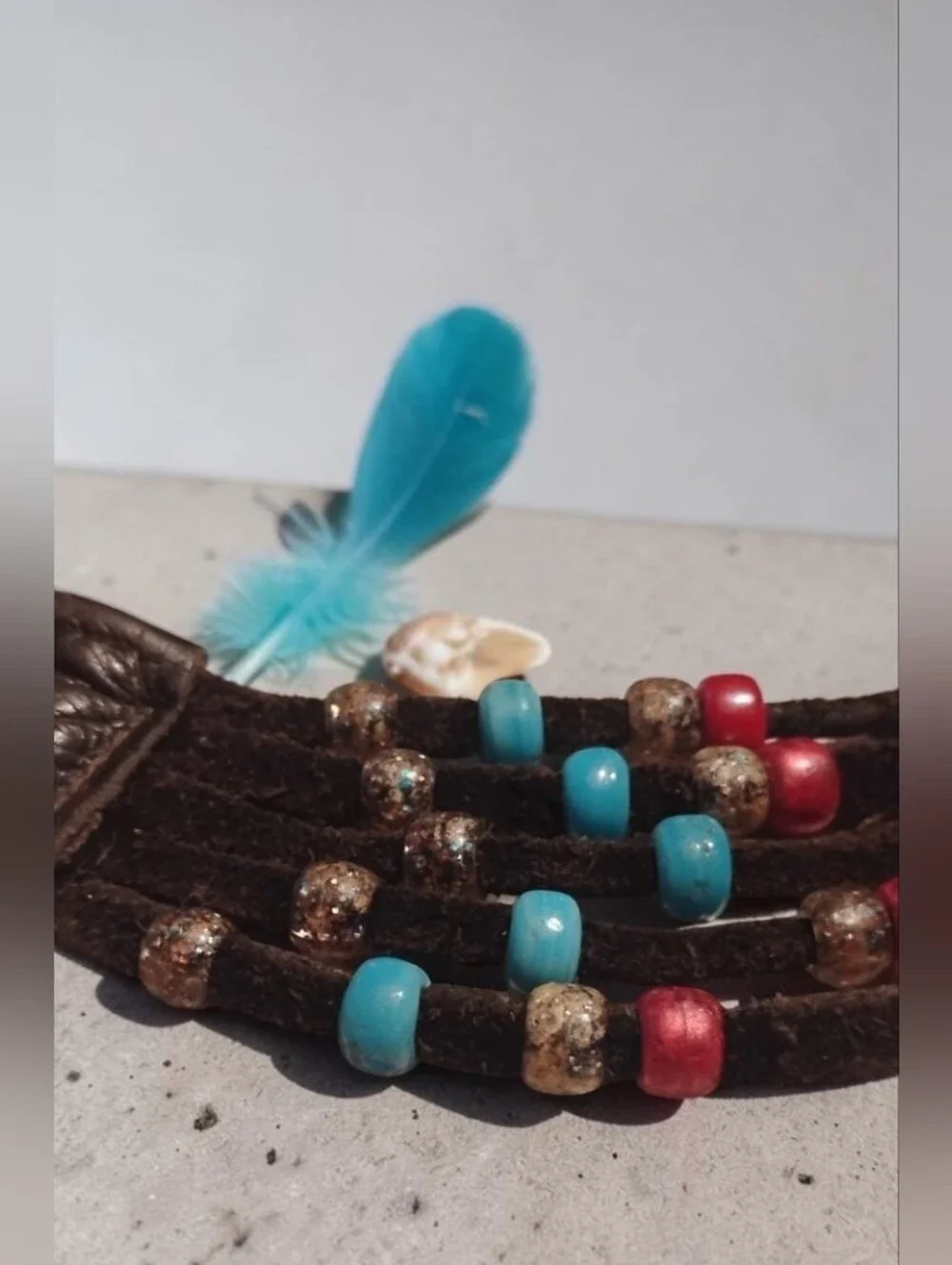 Vintage Boho Beaded Leather Fringe Keychain / Bag Charm (EUC)